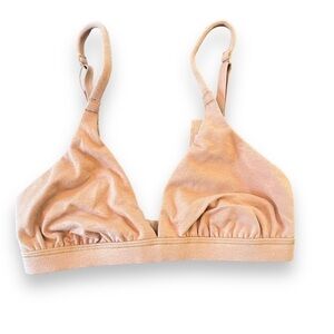 SKIMS XXS Plunge Bras Womens Cotton Jersey Triangle Bralette Camel NWT